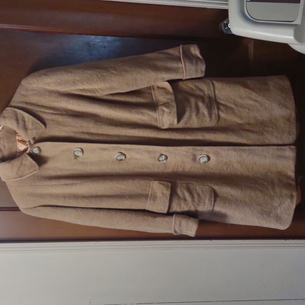 Vintage camel hair wool tailored pea coat MCM 40s 50s winter jacket Denise S/M